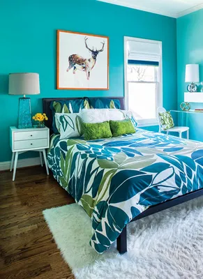 Бирюзовая спальня: дизайн, сочетания цветов в интерьере, 30+ реальных фото