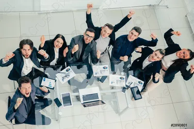 Excited successful multiracial business people giving high five,  celebrating win. Good teamwork result concept. Happy employees team engaged  in team building activity at corporate meeting. Stock Photo | Adobe Stock