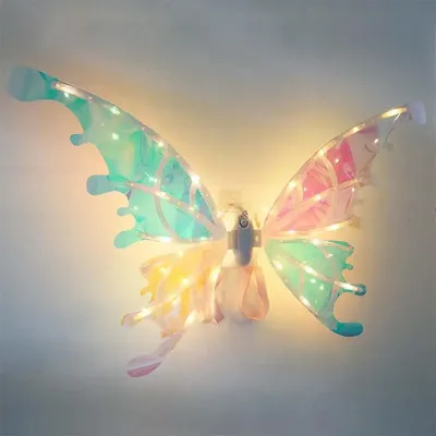 Электрические крылья бабочки для девочек с музыкальными огнями, светящиеся  блестящие наряды, движущиеся сказочные крылья для дня рождения, свадьбы,  Рождества | AliExpress