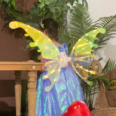 Электрические крылья бабочки для девочек с музыкальными огнями, светящиеся  блестящие наряды, движущиеся крылья феи на день рождения, свадьбу,  Рождество – лучшие товары в онлайн-магазине Джум Гик