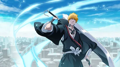 Обои на рабочий стол Куросаки Хичиго / Kurosaki Hichigo из аниме Блич /  Bleach, обои для рабочего стола, скачать обои, обои бесплатно