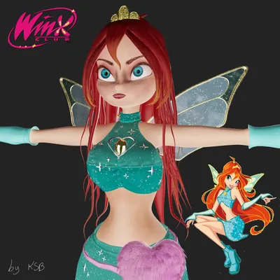 Winx Club Folders with rubber band in design of fairy Bloom in denim dress  370 x 271 x 7 mm - VMD parfumerie - drogerie