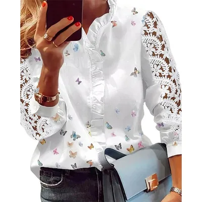 Блузка #КТ21301, цвет белый - купить женские блузки оптом