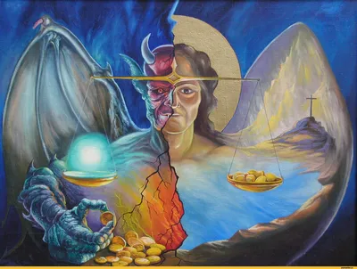 Диптих \"Бог и Дьявол\", Бог» картина Каменева Игоря маслом на холсте —  купить на ArtNow.ru
