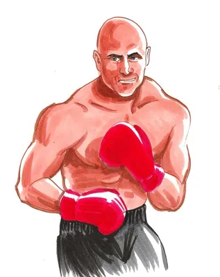 Сильный боксер. рисунок тушью и акварелью | Премиум Фото