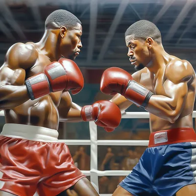 Боксёры на ринге,реалистично» — создано в Шедевруме