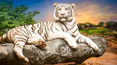 Обои для рабочего стола тигр Большие кошки Белый Взгляд 2560x1440