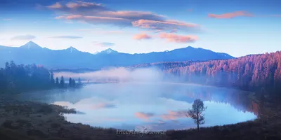 Рассвет на озере, фотобанк, фото большого разрешения для фотообоев 3д