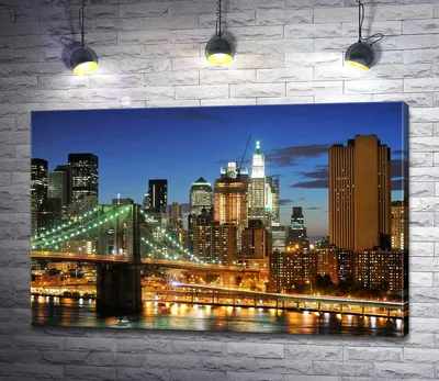 Бруклинский мост с видом на город Манхэттен. США - обои для рабочего стола,  картинки, фото