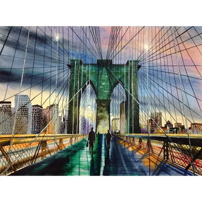 Бруклинский мост в огнях», (арт. 22229) - купить в интернет-магазине  Chameleon