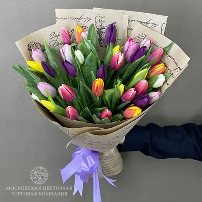 Букет из 47 тюльпанов нежный микс доставка в Брянске | Нескучная История