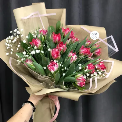Купить Шикарный букет тюльпанов 'Поздравляю! ' с доставкой в Чехове,  Подольске, Серпухове