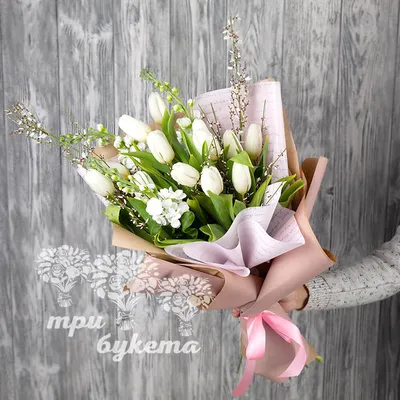 Букет с пионовидными тюльпанами и орхидеями купить в Минске - LIONflowers