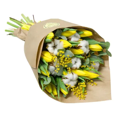 Нежный букет с тюльпанами и герберой - купить с доставкой от ElitBuket
