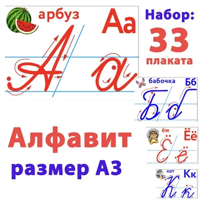 СтильМаркет Плакат Алфавит прописные и печатные буквы в школу и сад А2