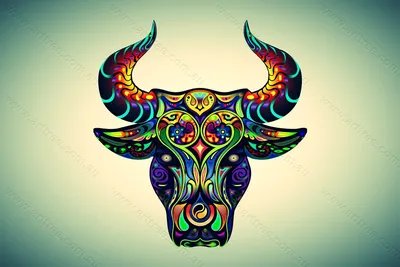 Taurus, bull, bull, taureau, lea roche painting\" Art Board Print by L.  ROCHE | Redbubble