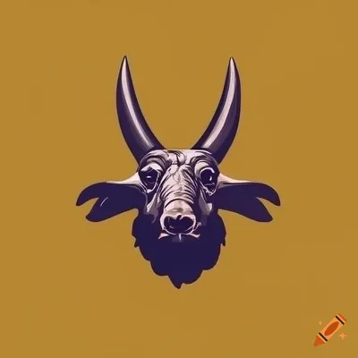 Black head buffalo cow ox bull drawing art logo Vector Image