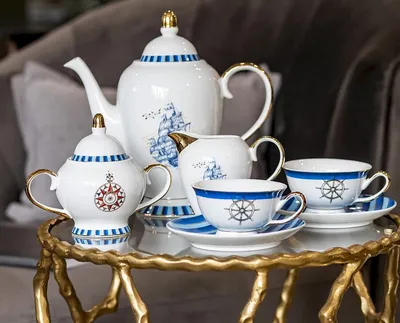 Чайный сервиз «Aristo» с золотой печатью с гербом - Фамильная Посуда  (Москва)
