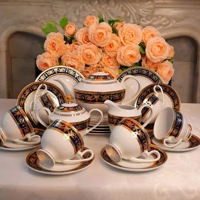 Чайный сервиз на 6 персон Цветок Неаполя – купить в интернет-магазине в  Москве - 451398