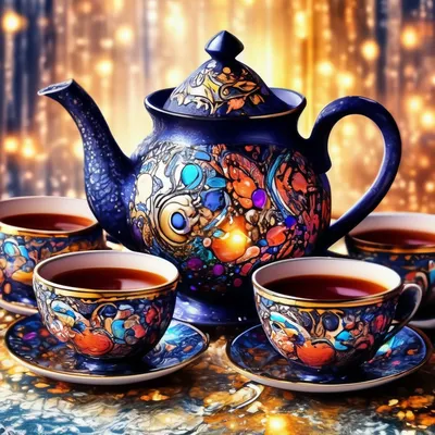 Узбекский чайный сервиз из 10предметов ручной работы из г. Риштан  (ID#918295505), цена: 2400 ₴, купить на Prom.ua