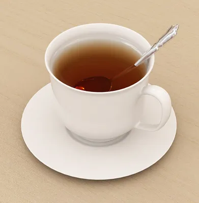 Чашка чая с круассаном и цветами в вазе на столе :: Стоковая фотография ::  Pixel-Shot Studio