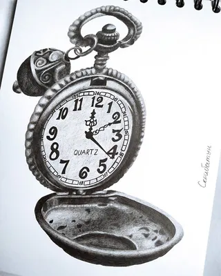 Рисунок часов/O'clock drawing. Графика/Graphic. | Quartz, Accessories,  Pocket watch