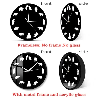 Настенные часы с изображением медведя гризли, американского леса, гор,  животных, медведей с разными позами, минималистичный дизайн, современные  настенные часы | AliExpress