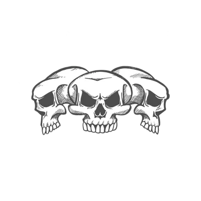 три черепа скелет черепа изолированные PNG , ужастик, Посмотреть, эскиз PNG  картинки и пнг рисунок для бесплатной загрузки