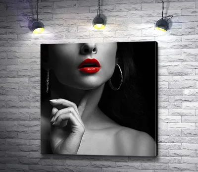 Фотообои \"Черно-белый портрет девушки с красными губами\" - Арт. 070221 |  Купить в интернет-магазине Уютная стена
