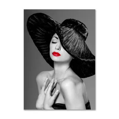 Модная черно-белая художественная девушка с красными губами, холст, картина  для гостиной, комната для девочек, сексуальная девушка, Nodic,  художественные декоративные картины – лучшие товары в онлайн-магазине Джум  Гик