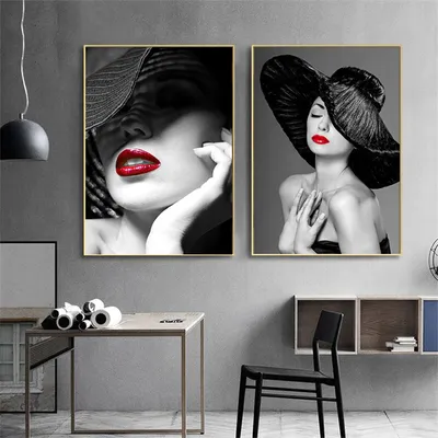Картина \"Девушка в шляпе с красными губами \" | Интернет-магазин картин  \"АртФактор\"