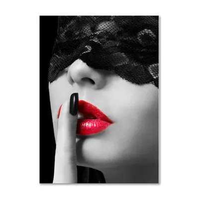 Модная Настенная картина черная белая женщина красные губы Принт  Сексуальная Женская Картина на холсте Красота Настенная картина Современный  домашний декор | AliExpress