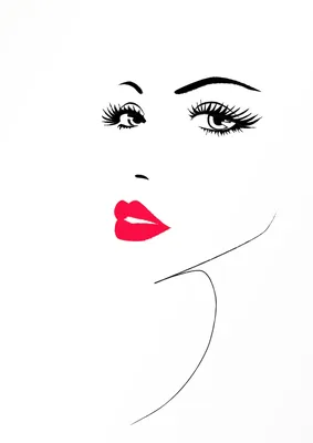 Портрет красивой девушки с красными губами. Черно-белый Иллюстрация вектора  - иллюстрации насчитывающей контур, конспектов: 40487898