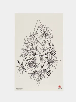 Временная татуировка на тело \"Чёрно-белые цветы\" 10х15 см - купить по  выгодным ценам в интернет-магазине OZON (316389981)