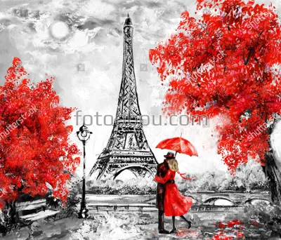 Фотообои Париж черно красный для стен, бесшовные, фото и цены, купить в  Интернет-магазине