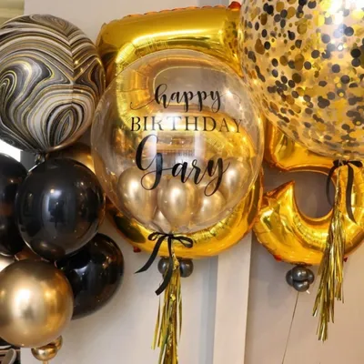 Связка из 15 черно-золотых воздушных шаров купить в Домодедово в Букет-Элит