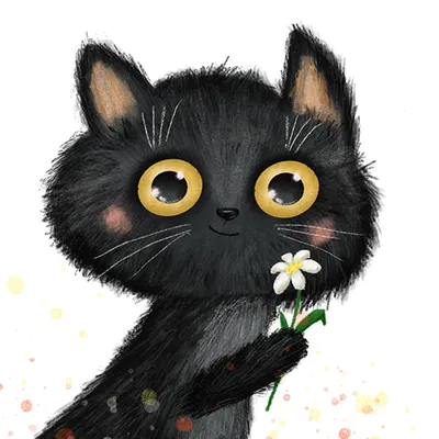 Иллюстрация черный кот в стиле детский, персонажи, реклама