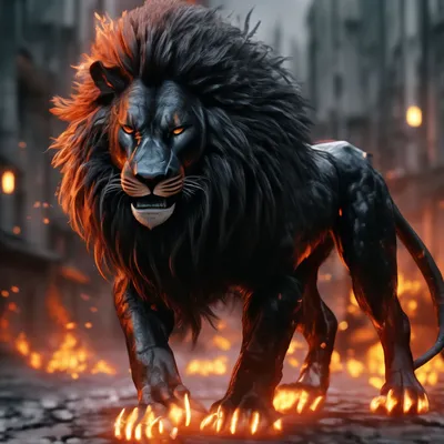 Мифическое существо черный лев из …» — создано в Шедевруме