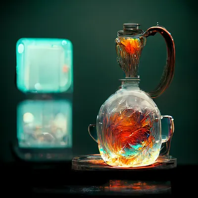 Что будет если попросить нейросеть нарисовать магический стеклянный  заварочный чайник?!