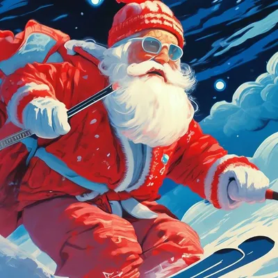 Жизнерадостное Дед Мороз на лыжах Иллюстрация вектора - иллюстрации  насчитывающей ель, шарж: 28341709