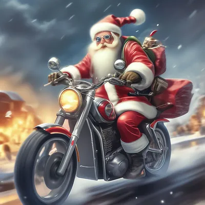 Дед Мороз на мотоцикле» — создано в Шедевруме