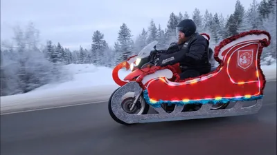 Купить Дед Мороз байкер на мотоцикле, новогодня | Skrami.ru