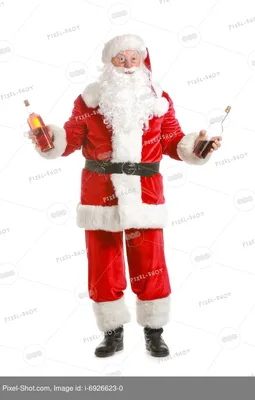 Забавный пьяный Дед Мороз показывает ОК, сидя в кресле на фоне кирпича ::  Стоковая фотография :: Pixel-Shot Studio