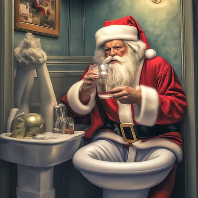 Пьяный дед Мороз заглядывает в …» — создано в Шедевруме