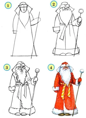Как нарисовать Деда Мороза поэтапно 22 урока