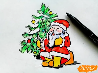 Дед Мороз Рисунок (52 Фото)