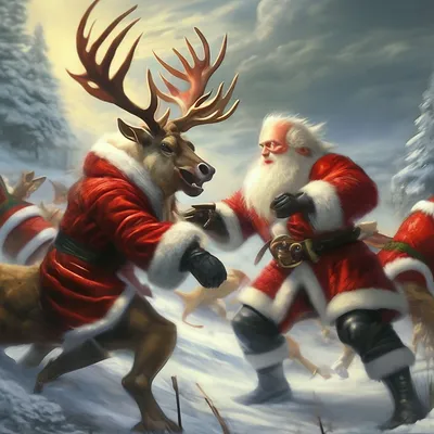 Дед Мороз и олени— Оленья ферма «Северный олень»