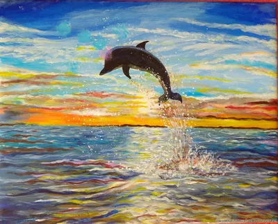 Картина «Дельфин» Бумага, Акварель 2022 г.