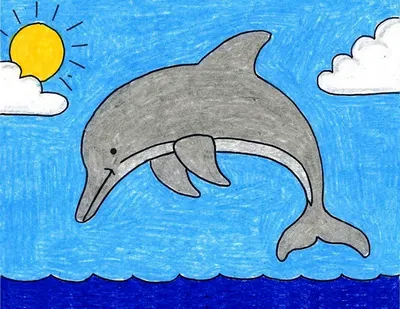 Рисунки дельфинов в море для срисовки
