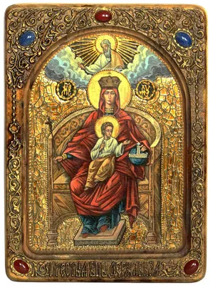Купить икону Божьей Матери Державная под старину (13,5 на 17 см), арт  IDR-926 по низкой цене в Москве
